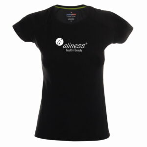 Koszulka damska sportowa Aliness czarna – szybkoschnąca, oddychająca