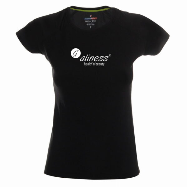 Koszulka damska sportowa Aliness czarna – szybkoschnąca, oddychająca