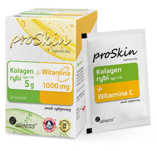 Kolagen rybi 5 g + Witamina C 1000 mg Complex – suplement diety w saszetkach, smak cytrynowy, 30 szt.