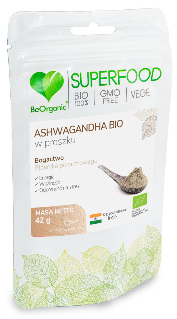 Ashwagandha BIO w proszku 42 g – ekologiczny korzeń ashwagandhy