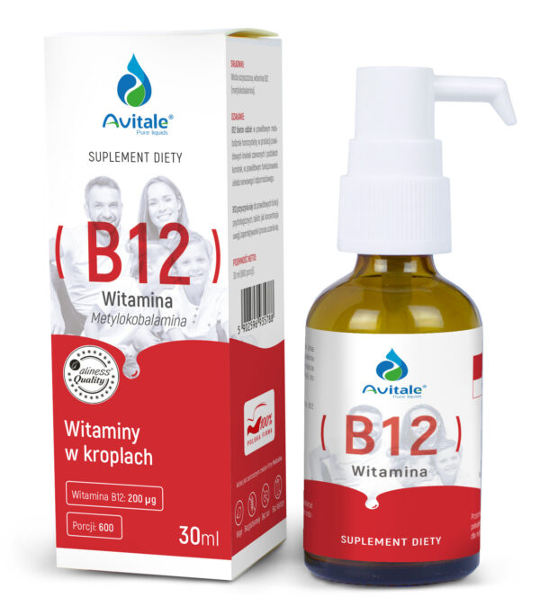 Avitale Witamina B12 200 µg – metylokobalamina w kroplach, suplement diety