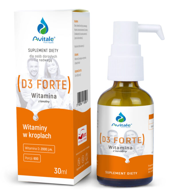 Avitale Witamina D3 FORTE 4000 IU – naturalna witamina D z lanoliny, 30 ml (600 porcji)