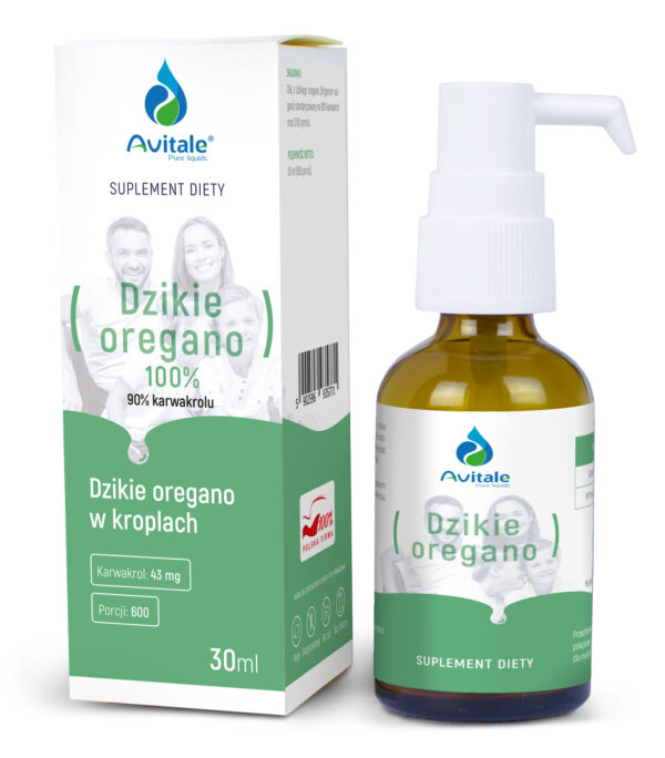 Avitale Dzikie Oregano 100% – naturalny olejek z oregano, 90% karwakrolu, 30 ml (600 porcji)