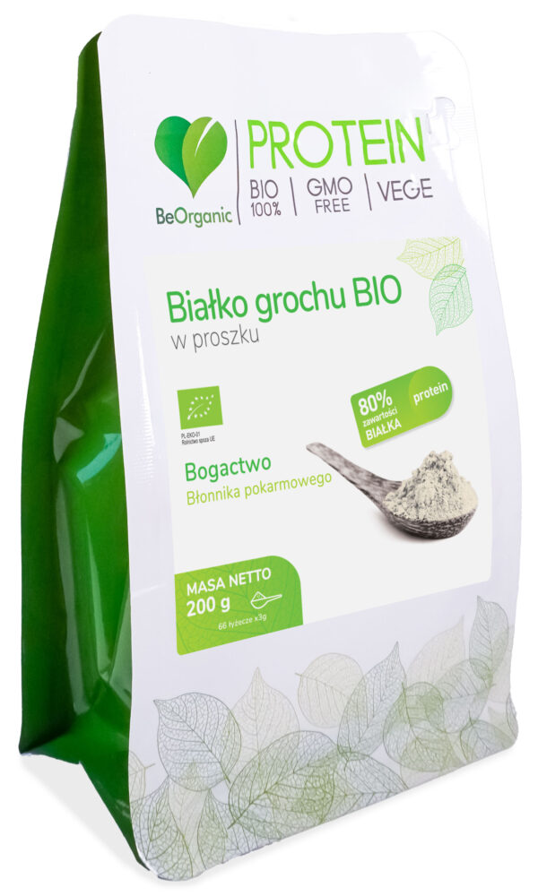 Białko grochu 80% BIO 200 g BeOrganic – ekologiczne białko roślinne w proszku