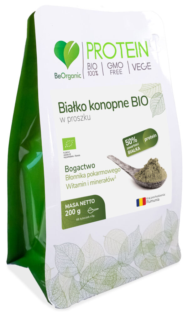 Białko konopne BIO w proszku 200 g – ekologiczne białko roślinne z konopi
