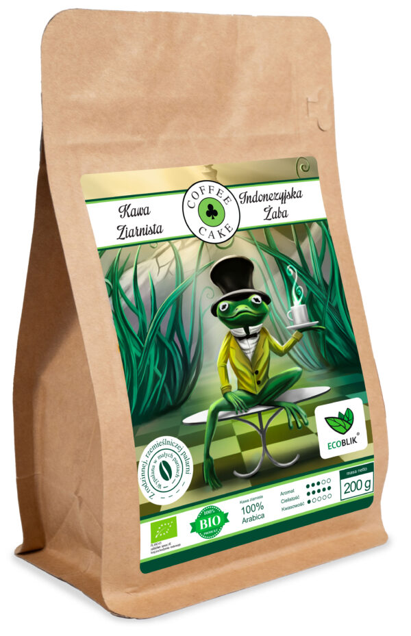 Kawa Indonezyjska Żaba EKO 200 g – ekologiczna kawa ziarnista Arabica