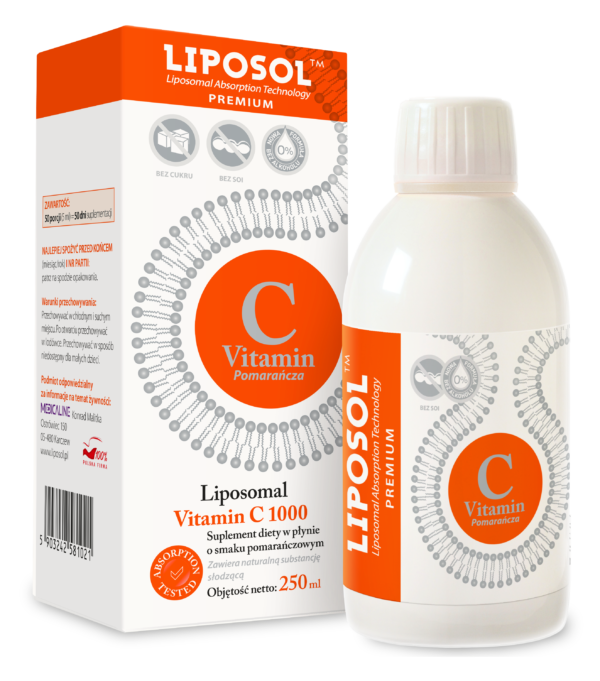 Liposol™ marki Aliness – liposomalna witamina C 1000 mg w płynie, smak pomarańczowy, 250 ml