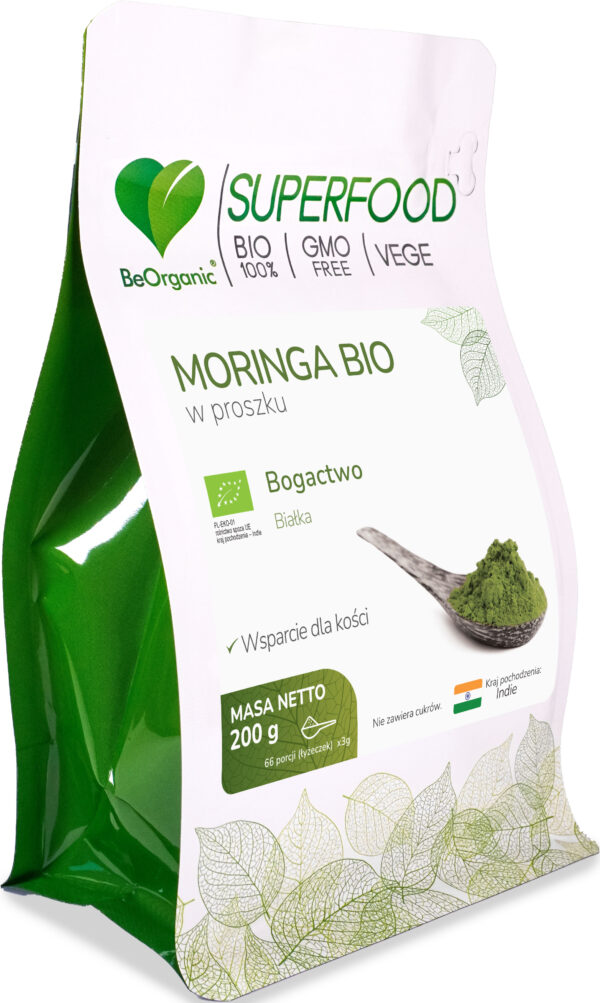 Moringa BIO w proszku 200 g – ekologiczny liść moringi superfood