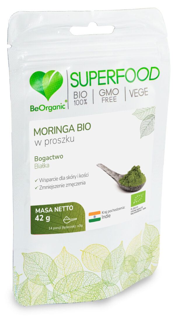 Moringa BIO w proszku 42 g – ekologiczne liście moringi olejodajnej