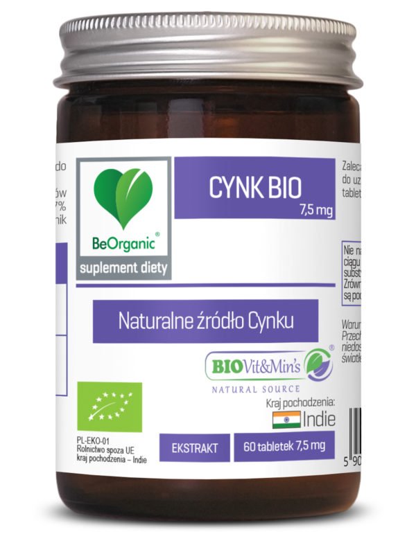 Cynk BIO 7,5 mg – suplement diety z naturalnym cynkiem BeOrganic