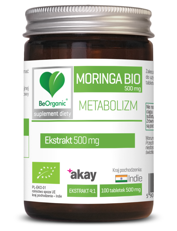 Moringa BIO 500 mg – ekologiczny ekstrakt z liści moringi olejodajnej, 100 tabletek