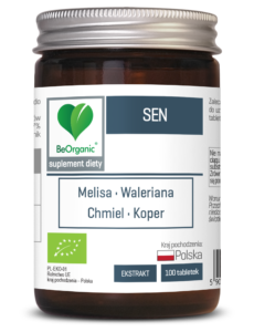 Sen BIO 450 mg – ekologiczny suplement diety BeOrganic wspierający zasypianie i zdrowy sen, 100 tabletek