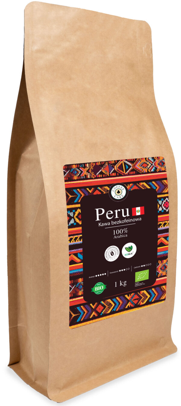 Kawa Arabica Peru bezkofeinowa EKO 1 kg – ekologiczna kawa ziarnista