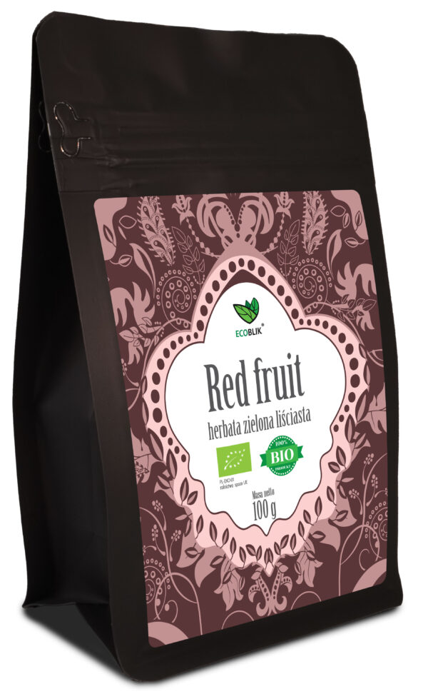 Herbata zielona RED FRUIT liściasta EKO z owocami