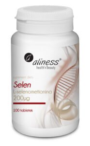 Selen L-selenometionina 200 µg Aliness – organiczna, wysoko przyswajalna forma selenu, 100 tabletek