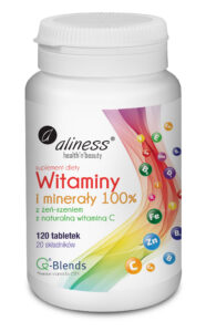 Witaminy i Minerały 100% Aliness – kompleks 20 składników, 120 tabletek