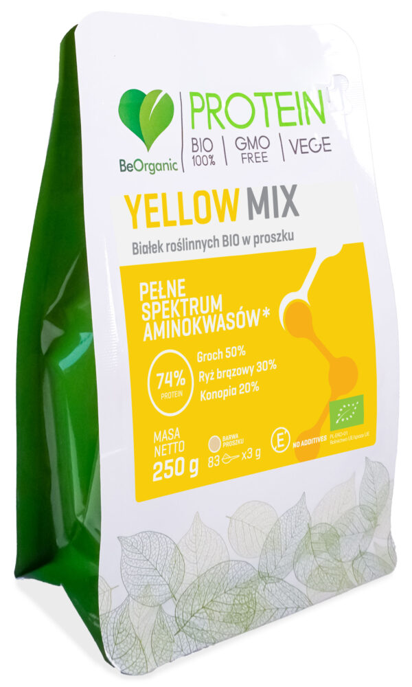 Yellow MIX białek roślinnych BIO 250 g – ekologiczne białko roślinne BeOrganic