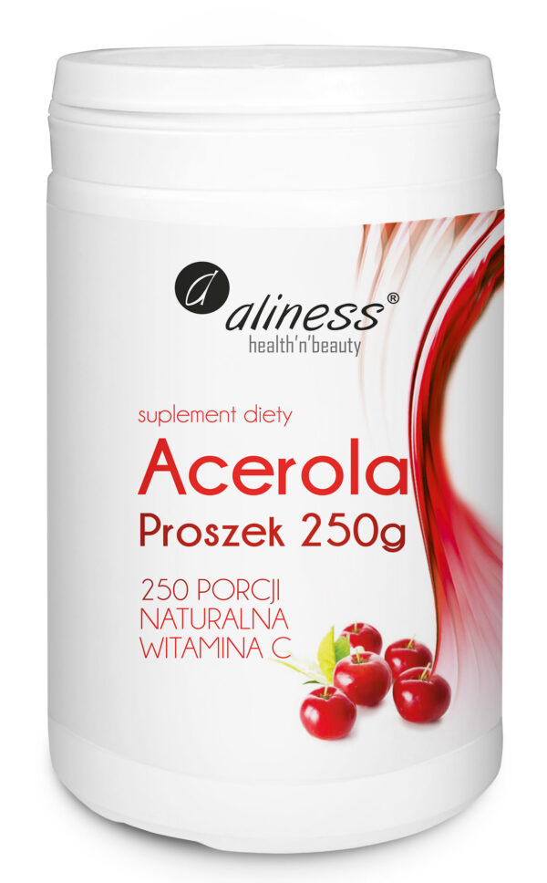 Acerola Proszek 250 g Aliness – suplement diety, naturalna witamina C w proszku z owoców aceroli.