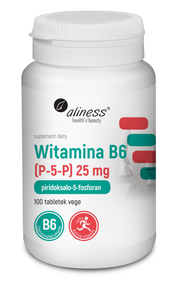 Witamina B6 P-5-P 25 mg Aliness – aktywna forma pirydoksyny, 100 tabletek VEGE
