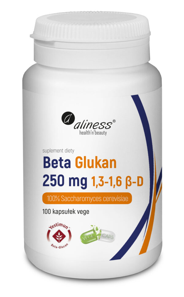 Beta Glukan 1,3-1,6 β-D 250 mg Aliness – Yestimun®, 100% Saccharomyces cerevisiae, 100 Vege kapsułek.
