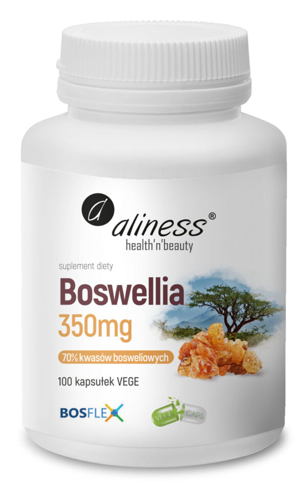 Boswellia 350 mg Aliness – BosFlex, 70% kwasów bosweliowych, 100 kapsułek VEGE