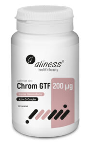 Chrom GTF Active Cr-Complex Aliness – naturalny chrom organiczny z drożdży, wspiera metabolizm glukozy, 100 tabletek VEGE