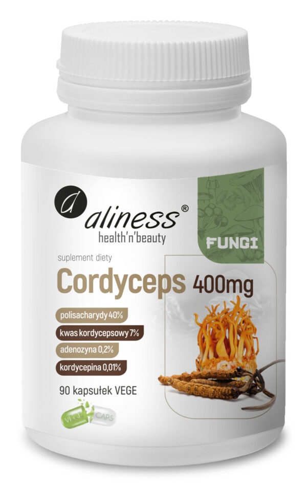 Cordyceps 400 mg Aliness – poczwórnie standaryzowany ekstrakt z maczużnika chińskiego