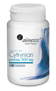 Cytrynian Potasu 300 mg Aliness – suplement diety, 100 tabletek VEGE.