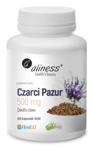 Czarci Pazur 500 mg Aliness – ekstrakt FlexiGo™, suplement diety, 100 kapsułek VEGE.