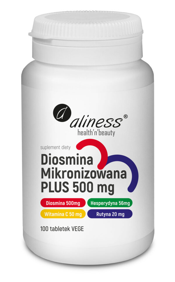 Diosmina mikronizowana PLUS 500 mg Aliness – suplement diety, 100 tabletek VEGE.