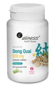 Dong Quai (Dzięgiel chiński) ekstrakt 1,5% 500 mg Aliness – suplement diety, 100 kapsułek VEGE.