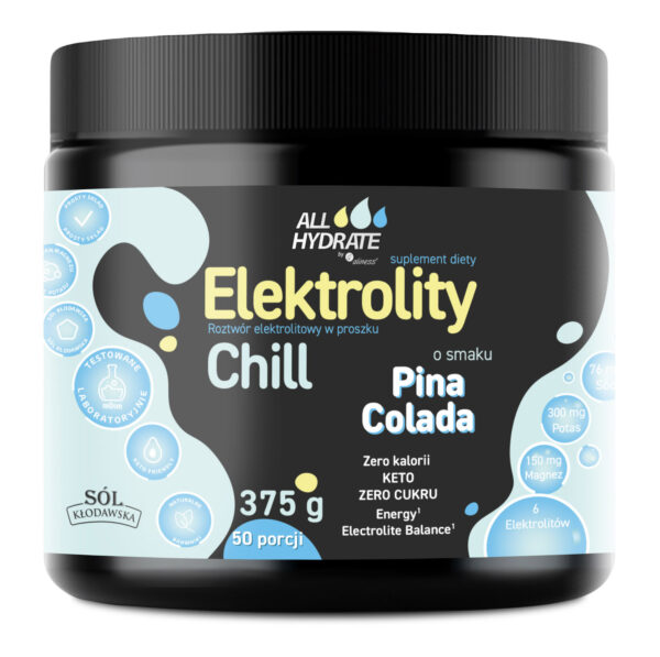AllHydrate Elektrolity CHILL Pina Colada Aliness – elektrolity z 17 aminokwasami, 375 g (50 porcji)