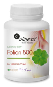 Folian 800 µg marki Aliness – Quatrefolic®, aktywny folian w tabletkach VEGE