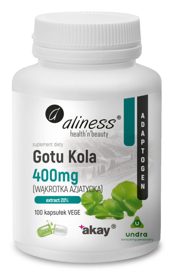 Gotu Kola 400 mg marki Aliness – ekstrakt z wąkrotki azjatyckiej standaryzowany na 20% azjatykozydów