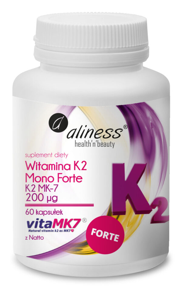 Naturalna Witamina K MonoFORTE MK-7 200 µg z Natto Aliness – VitaMK7®, 60 kapsułek