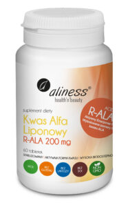 Kwas Alfa Liponowy R-ALA 200 mg – suplement diety, stabilizowana forma kwasu alfa-liponowego, 60 tabletek