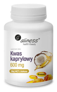 Kwas kaprylowy 600 mg – olej MCT z kokosa, 90 kapsułek miękkich