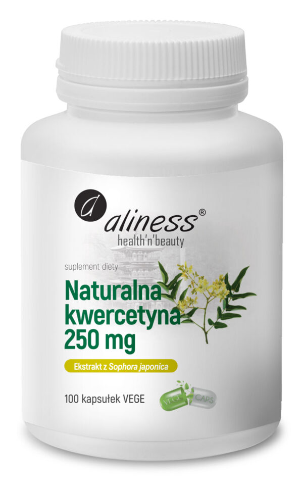 Naturalna Kwercetyna 250 mg Aliness – kwercetyna z perełkowca japońskiego, 100 kapsułek VEGE