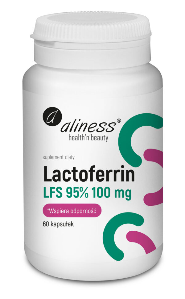 Lactoferrin LFS 95% 100 mg Aliness – laktoferyna z witaminą C, suplement diety, 60 kapsułek