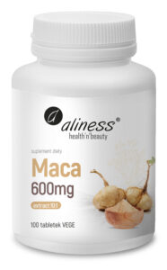 Maca ekstrakt 10:1 600 mg Aliness – ekstrakt z korzenia maca (Lepidium meyenii) 100 tabletek VEGE