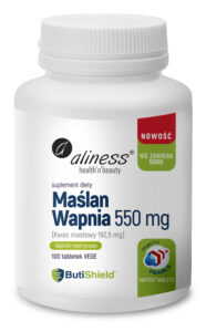 Maślan Wapnia 550 mg Aliness – kwas masłowy w technologii microPEARLS™, 100 tabletek VEGE