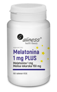 Melatonina 1 mg PLUS Aliness – melatonina i ekstrakt z melisy, 100 tabletek VEGE