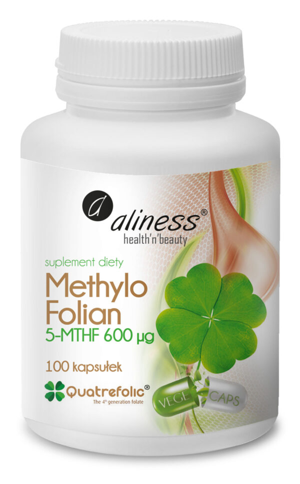 Methylo Folian 5-MTHF 600 µg Aliness – aktywny folian Quatrefolic®, 100 kapsułek VEGE