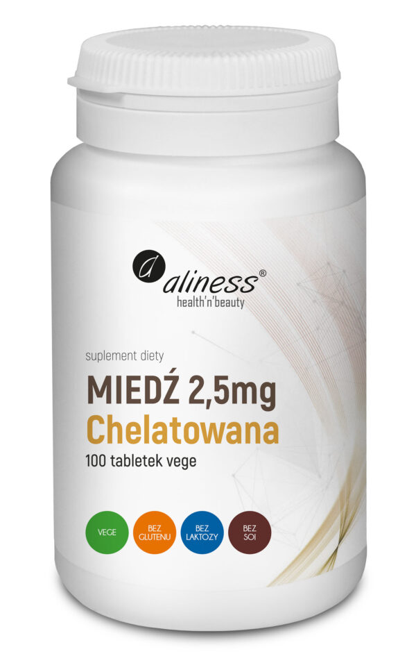 Miedź Chelatowana 2,5 mg Aliness – suplement diety, 100 tabletek