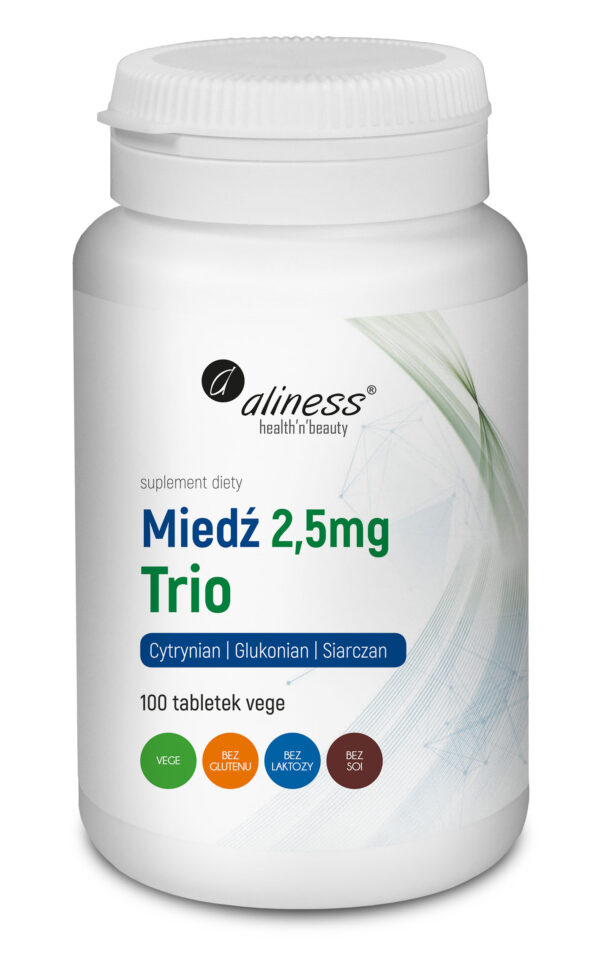 Miedź Trio 2,5 mg Aliness – suplement diety, 100 tabletek