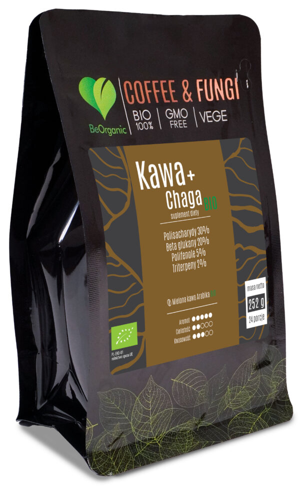 Kawa Arabica mielona + Chaga BIO 252 g – ekologiczna kawa z ekstraktem Chaga