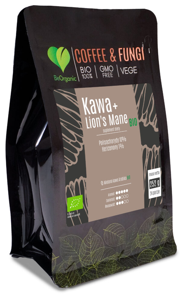 Kawa Arabica mielona + Lion’s Mane BIO 252 g – ekologiczna kawa z ekstraktem Lion’s Mane
