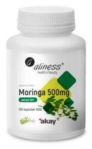 Moringa Ekstrakt 20% 500 mg Aliness – suplement diety, 100 kapsułek VEGE