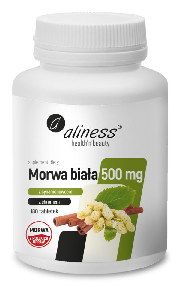 Morwa biała 4:1 z cynamonowcem i chromem Aliness – suplement diety, 180 tabletek