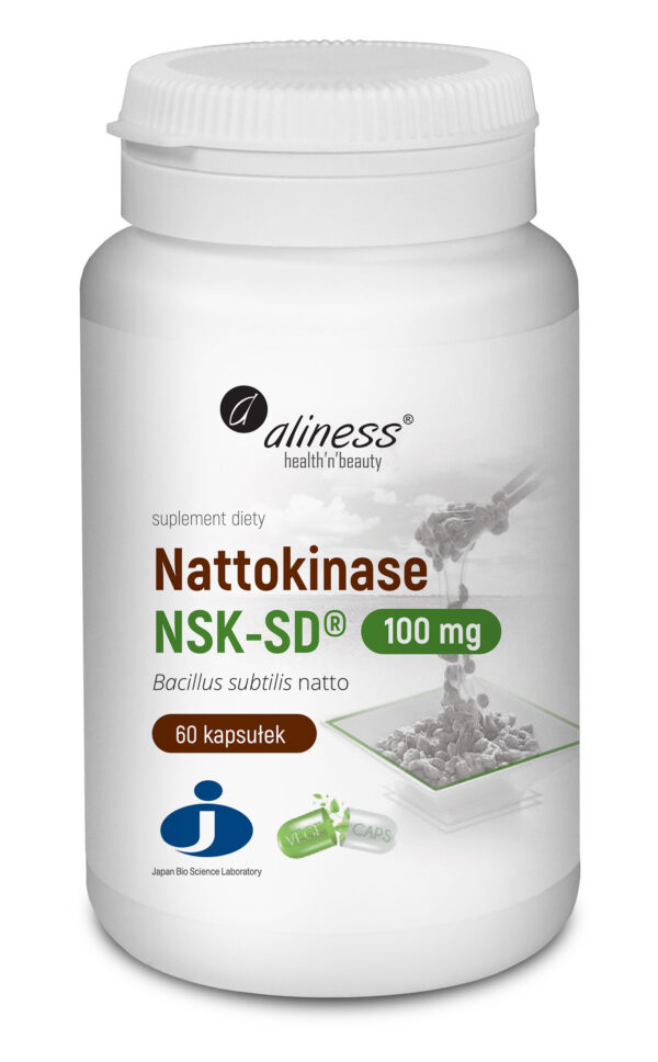 Nattokinase NSK-SD 100 mg Aliness – enzym z fermentowanej soi, 60 kapsułek VEGE
